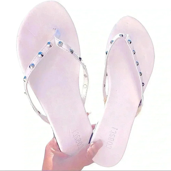 Women’s Toast Studded White Flip Flop Thong Sandals size 11 - Picture 2 of 10
